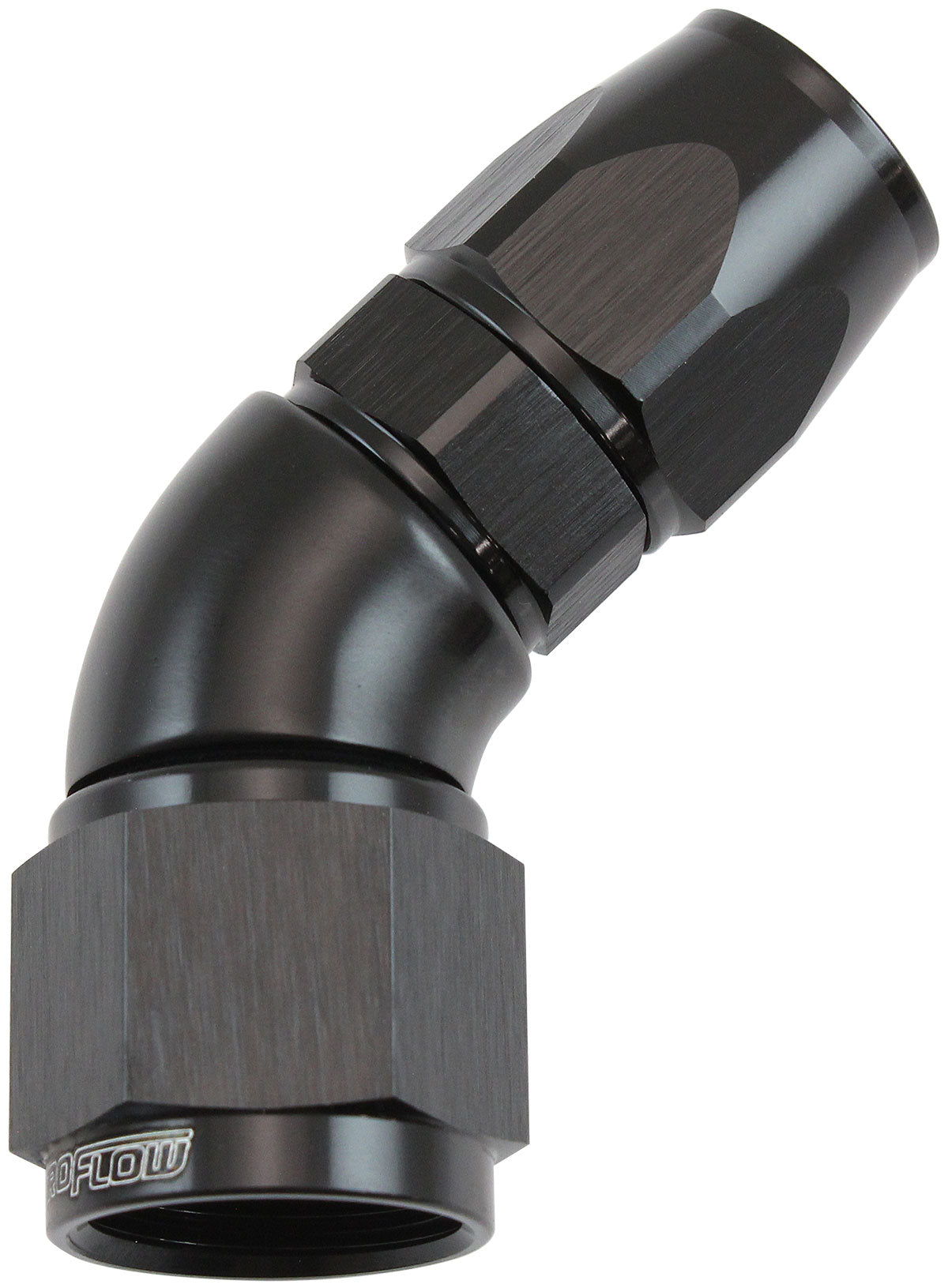 AF572-08-10DBLK - STEPPED 45 DEGREE END -8 HOSE TO -10AN REDUCER HOSE END BLACTEFLON AF 572-08-10DBLK