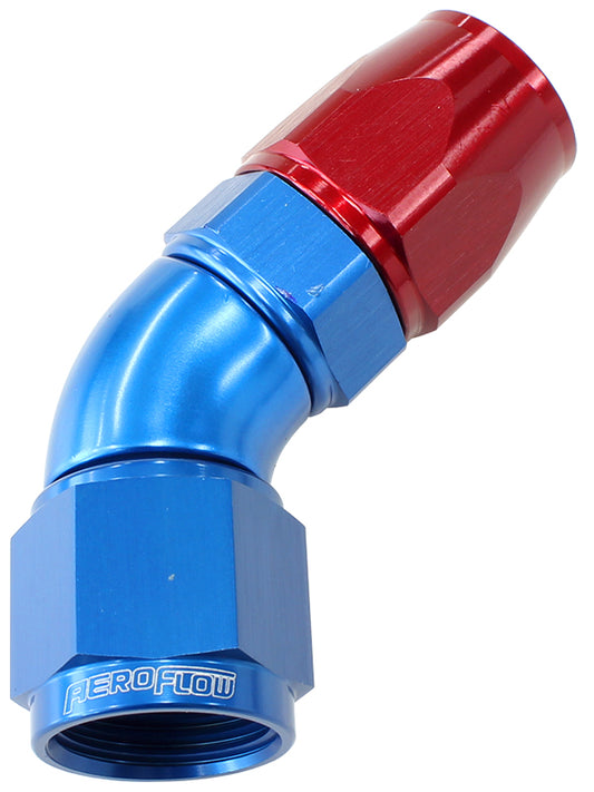 AF572-10D - 45 DEG -10AN FULL FLOW TEFLON HOSE END BLUE 1 PIECE FULLFLOW