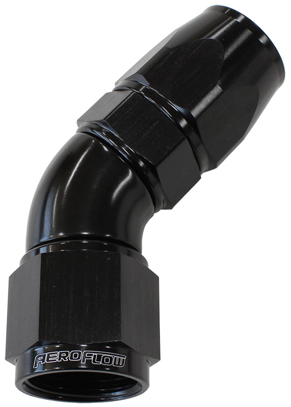 AF572-16DBLK - 45 DEG -16AN FULL FLOW TEFLON HOSE END BLACK 1 PIECE FULLFLO