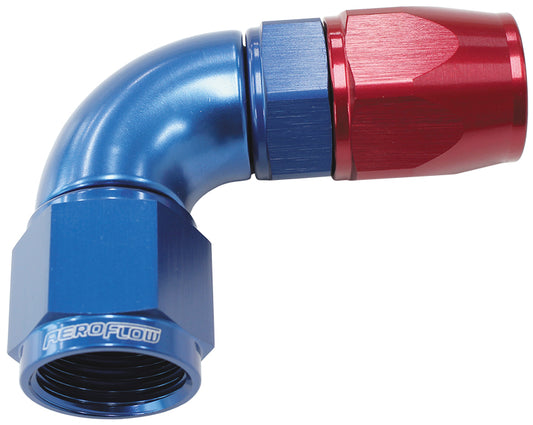 AF573-04D - 90 DEG -4AN FULL FLOW TEFLON HOSE END BLUE 1 PIECE FULLFLOW