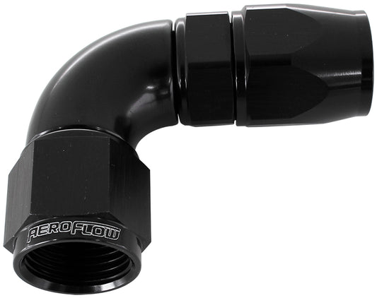 AF573-04DBLK - 90 DEG -4AN FULL FLOW TEFLON HOSE END BLACK 1 PIECE FULLFLO