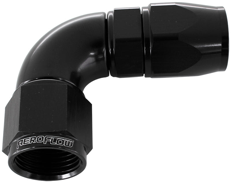AF573-06DBLK - 90 DEG -6AN FULL FLOW TEFLON HOSE END BLACK 1 PIECE FULLFLO