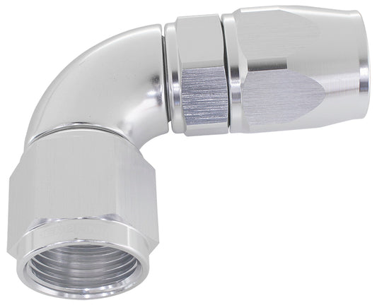 AF573-08DS - 90 DEG -8AN FULL FLOW TEFLON HOSE END SILVER 1 PIECE FULLFL