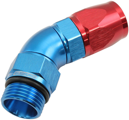 AF582-10-10D - MALE END -10ORB to 10AN TEFLONFULL FLOW BILLET 45 DEG BLUE