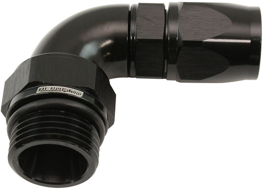 AF583-06-08DBLK - MALE END -8ORB to -6AN TEFLON FULL FLOW BILLET 90 DEG BLACK