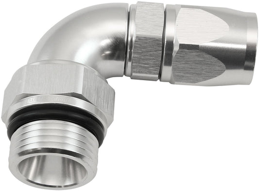 AF583-06-08DS - MALE END -8ORB to -6AN TEFLON FULL FLOW BILLET 90 DEG SILVER