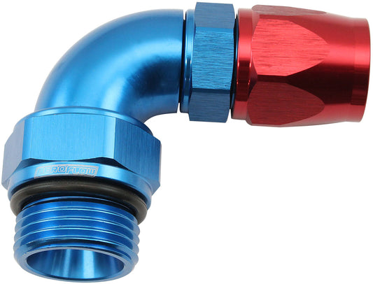 AF583-08-06D - MALE END -6ORB to -8AN TEFLON FULL FLOW BILLET 90 DEG BLUE