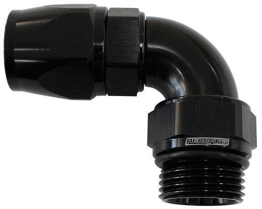 AF583-10-10DBLK - MALE END -10ORB to 10AN TEFLONFULL FLOW BILLET 90 DEG BLACK
