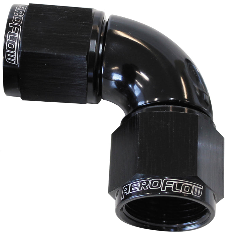 AF583-16BLK - -16AN 90 DEG SWIVEL COUPLER BLACK BILLET FULL FLOW 1 PIECE