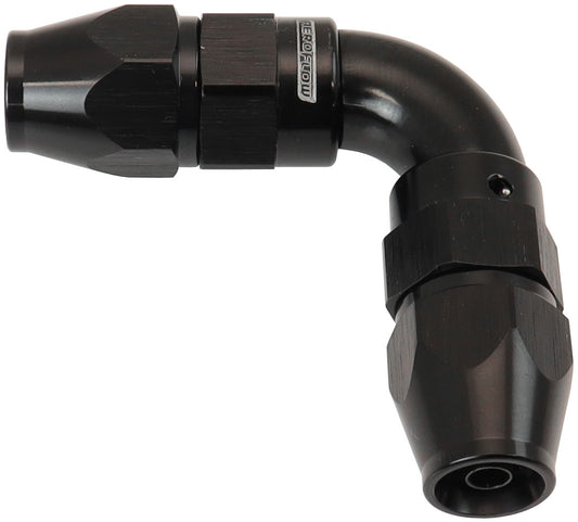 AF593-04-04DBLK - 90 DEG -4AN TO -4AN TEFLON FULL FLOW DOUBLE HOSE ENDS PTFE BLACK - AF 593-04-04DBLK