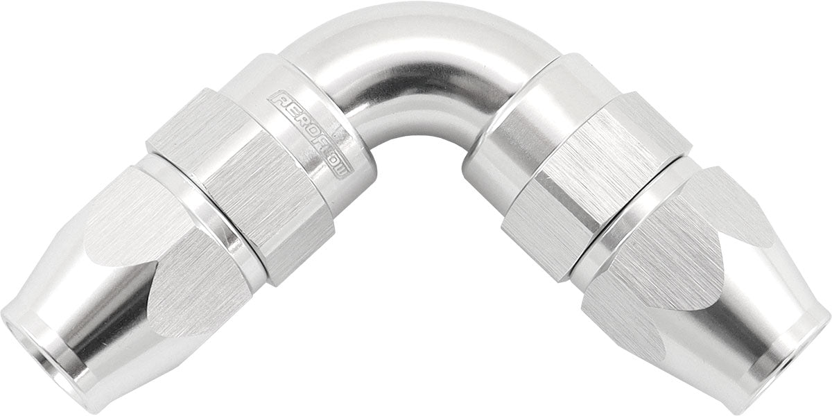 AF593-04-04DS - 90 DEG -4AN TO -4AN TEFLON FULL FLOW DOUBLE HOSE ENDS PTFE SILVER - AF 593-04-04DS