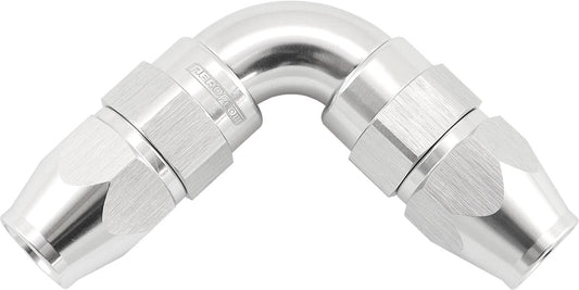 AF593-04-04DS - 90 DEG -4AN TO -4AN TEFLON FULL FLOW DOUBLE HOSE ENDS PTFE SILVER - AF 593-04-04DS