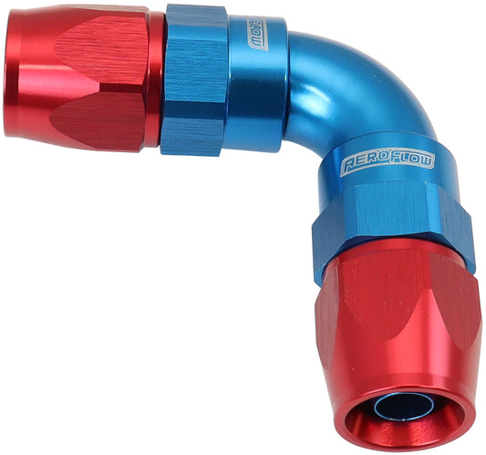 AF593-06-06D - 90 DEG -6AN TO -6AN TEFLON FULL FLOW DOUBLE HOSE ENDS BLUE PTFE - AF 593-06-06D