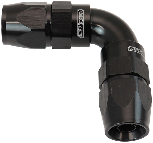 AF593-06-06DBLK - 90 DEG -6AN TO -6AN TEFLON FULL FLOW DOUBLE HOSE ENDS BLACK PTFE - AF 593-06-06DBLK