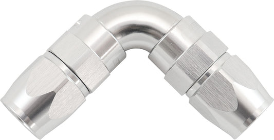 AF593-06-06DS - 90 DEG -6AN TO -6AN TEFLON FULL FLOW DOUBLE HOSE ENDS PTFE SILVER - AF 593-06-06DS