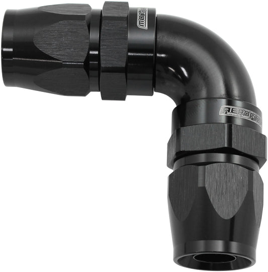 AF593-08-08DBLK - 90 DEG -8AN TO -8AN TEFLON FULL FLOW DOUBLE HOSE ENDS PTFE BLACK - AF 593-08-08DBLK