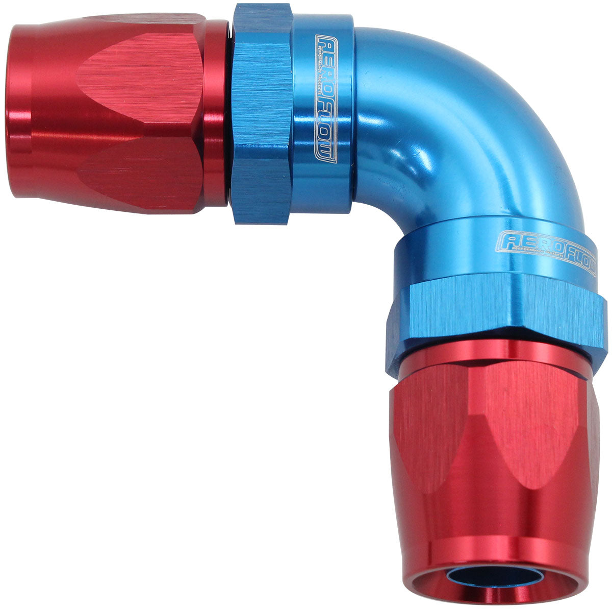 AF593-16-16D - 90 DEG -16AN TO -16AN TEFLON FULL FLOW DOUBLE HOSE ENDS BLUE PTFE - AF 593-16-16D