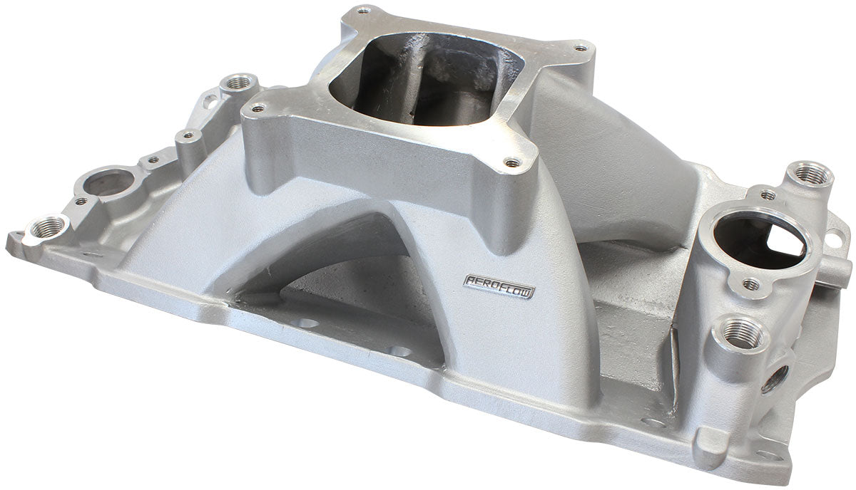 AF6001-1000 - SBC HI RISE INTAKE MANIFOLD SINGLE PLANE CHEV 350 NATURAL