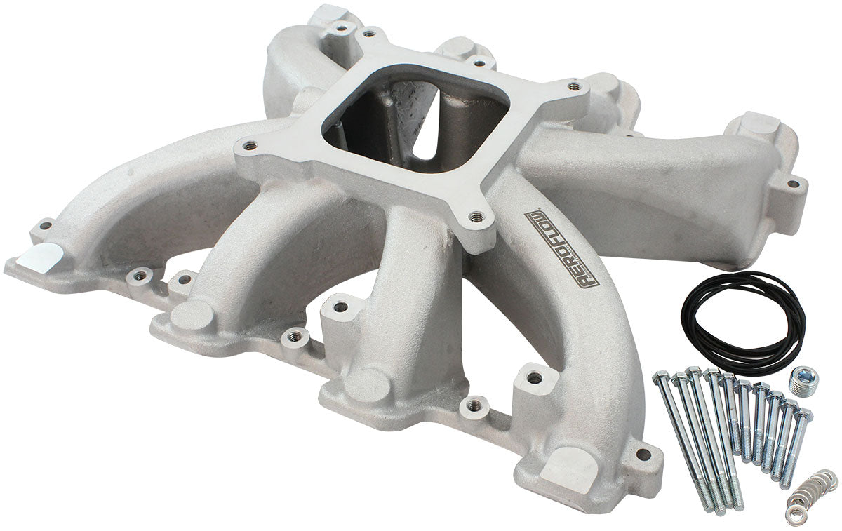 AF6040-5000 - GM LS CARBY INTAKE MANIFOLD CATHEDRAL PORT NON-EFI LS1 LS2NATURAL Aeroflow - AF6040-5000