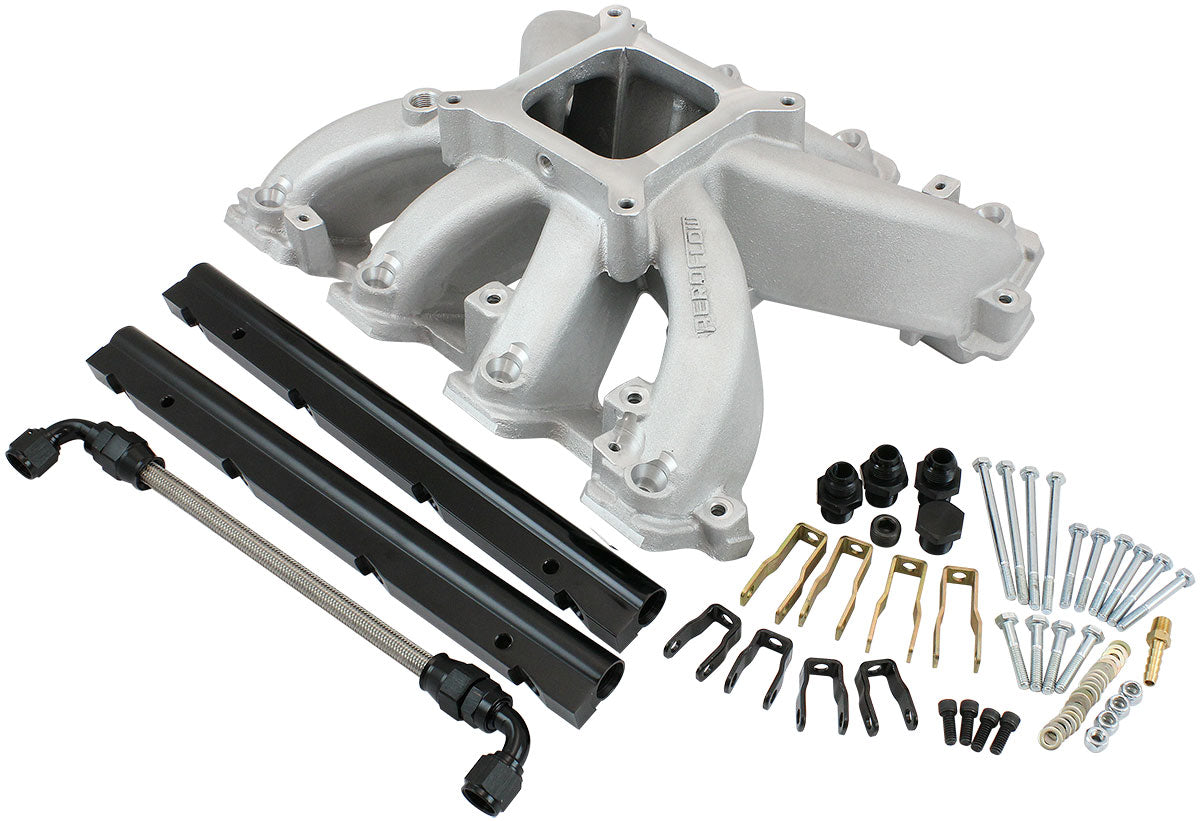 AF6050-6001 - GM LS CARBY INTAKE MANIFOLD RECTANGLE HI RISE EFI LS3 NATURAL Aeroflow - AF6050-6001