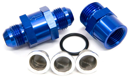 AF608-08 - -8AN INLINE FUEL & OIL FILTER BLUE 3 X FILTER 30,80,150 MICR