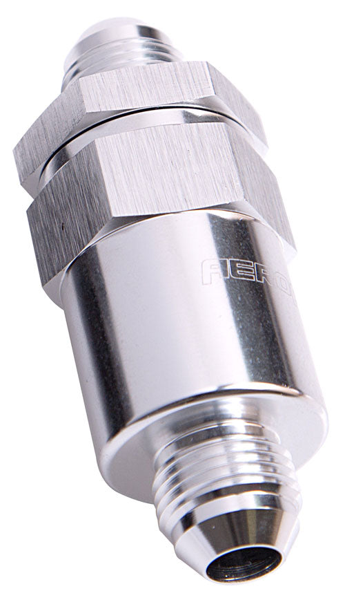 AF609-08S - BILLET FUEL FILTER -8AN SILVER 30 MICRON BRONZE FILTER