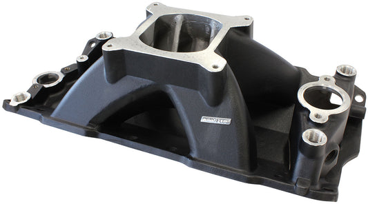 AF6201-1000 - SBC HI RISE INTAKE MANIFOLD SINGLE PLANE CHEV 350 BLACK