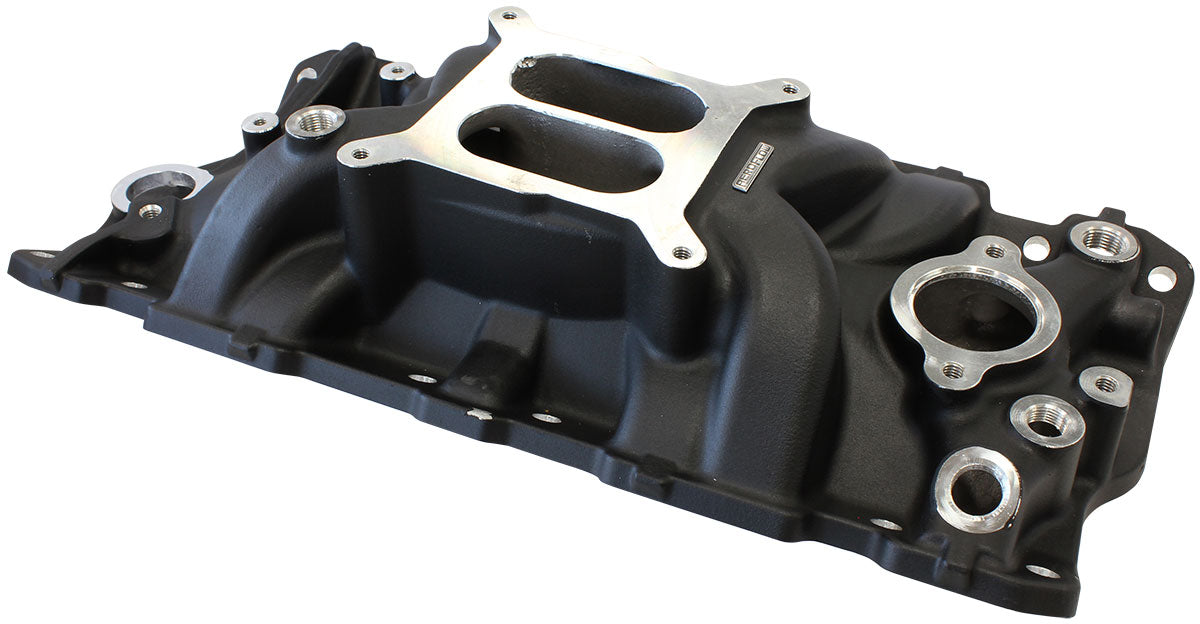 AF6210-1000 - SBC STREET INTAKE MANIFOLD DUAL PLANE CHEV 350 BLACK