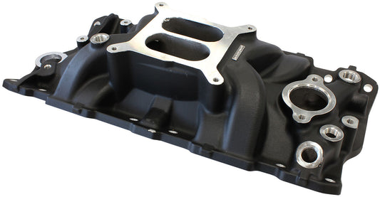 AF6210-1000 - SBC STREET INTAKE MANIFOLD DUAL PLANE CHEV 350 BLACK