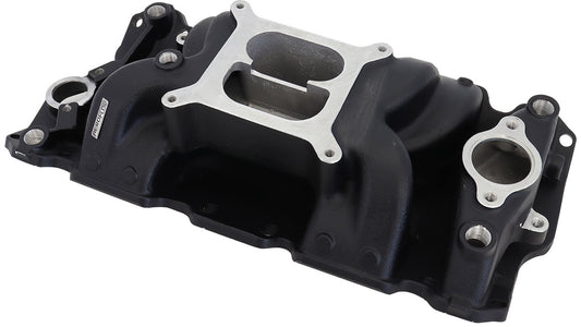 AF6210-1001 - SBC AIR GAP INTAKE MANIFOLD DUAL PLANE CHEV 350 BLACK