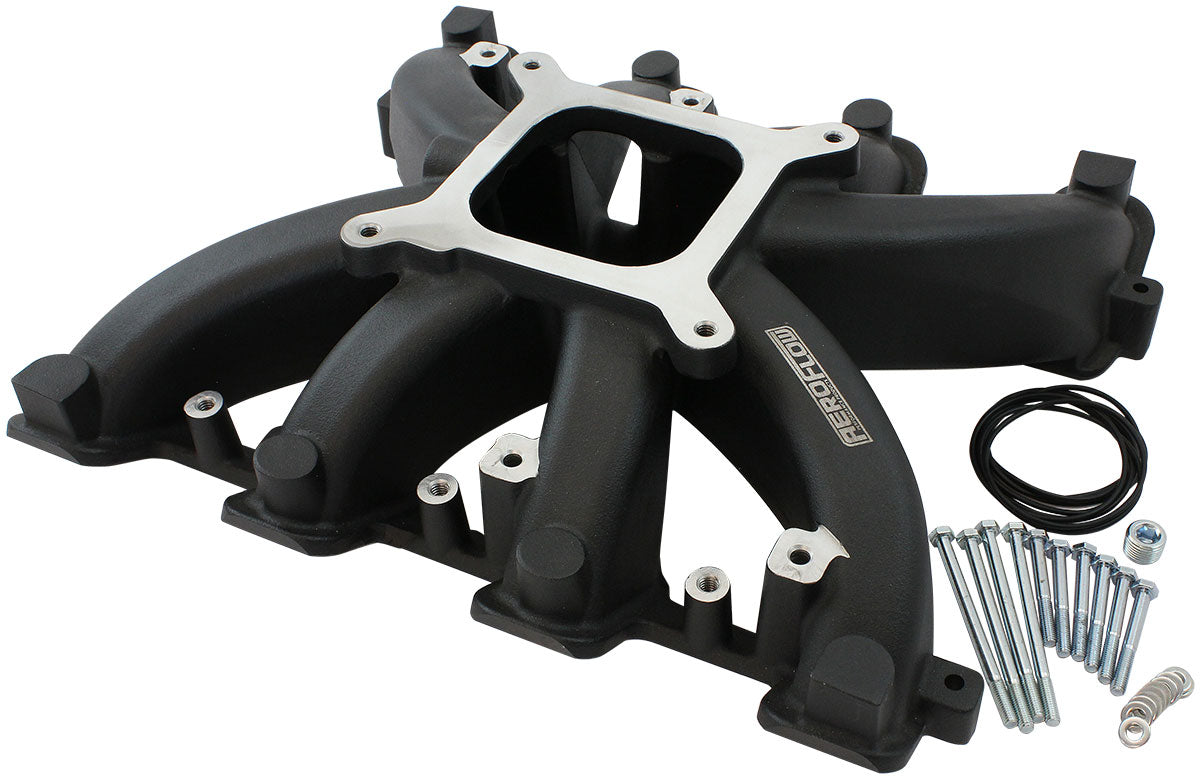 AF6240-6000 - GM LS CARBY INTAKE MANIFOLD RECTANGLE PORT NON-EFI LS3 BLACK Aeroflow - AF 6240-6000