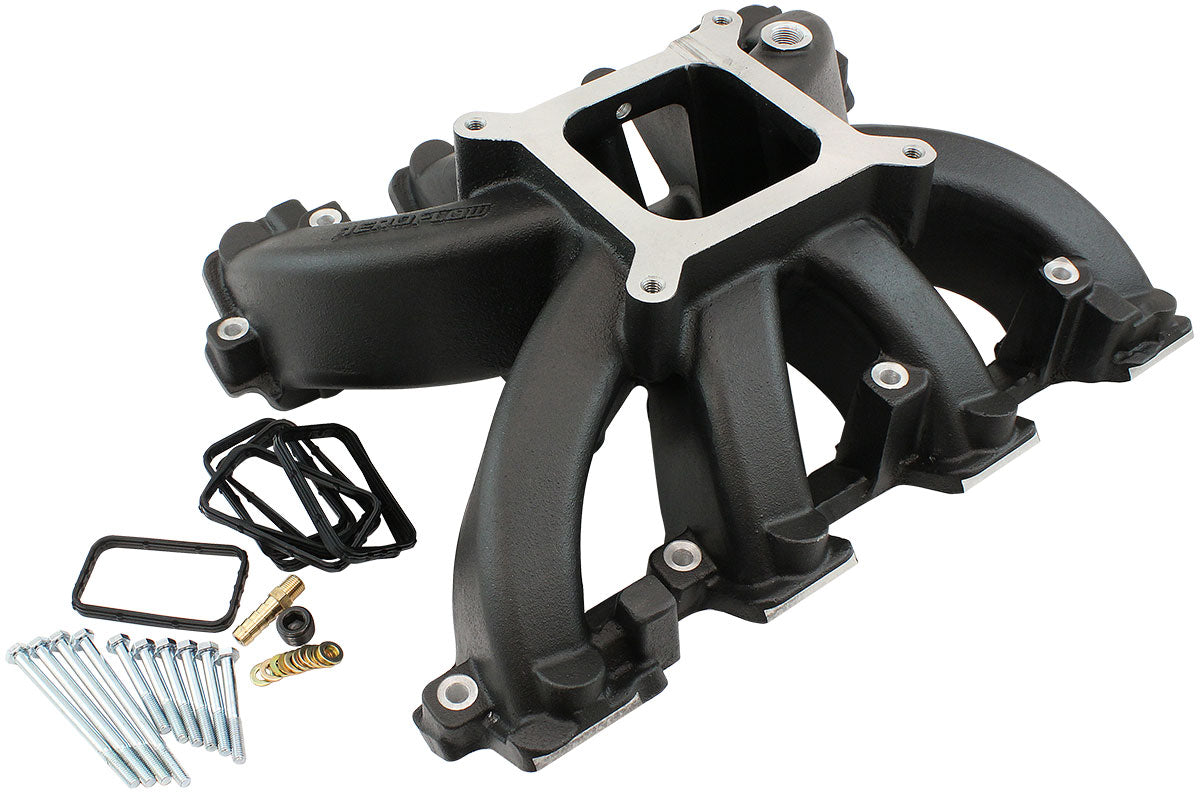 AF6240-6005 - GM LS CARBY HI RISE INTAKE BLAMANIFOLD RECTANGLE NON EFI LS3LS3 BLACK Aeroflow- 6240-6005