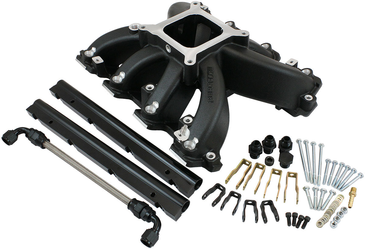 AF6250-6001 - GM LS CARBY INTAKE MANIFOLD RECTANGLE HI RISE EFI LS3 BLACK Aeroflow - AF6250-6001