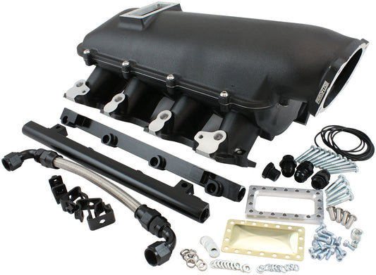 AF6263-5000 - GM LS MODULAR INTAKE MANIFOLD CATHEDRAL PORT LOW RISE EFI BLACK Aeroflow - AF6263-5000