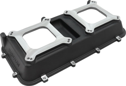 AF6285-0000 - DUAL CARBURETTOR TOP PLATE MODULAR INTAKE MANIFOLD 4150 TWIN BLACK CAST AF 6285-0000