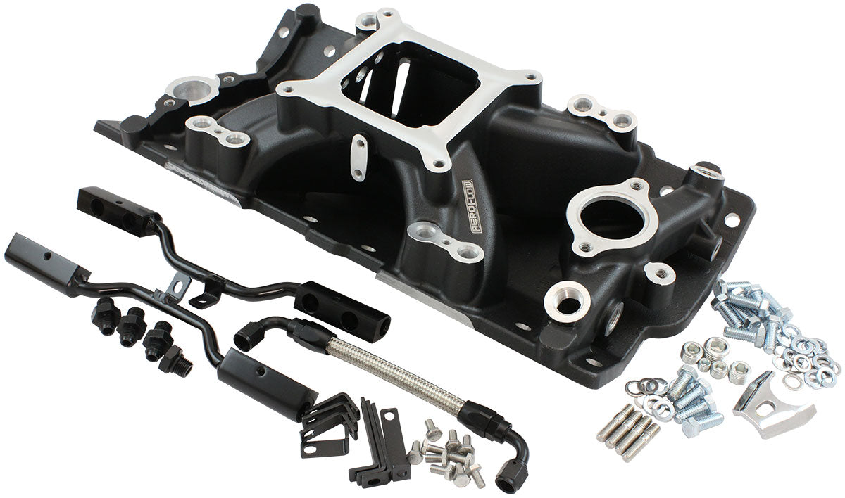 AF6290-1000 - SBC EFI AIR GAP INTAKE MANIFOLSINGLE PLANE CHEV 350 BLACK