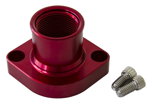 AF64-2021R - BILLET THERMOSTAT HOUSING RED FORD 351C STRAIGHT UP CLEVELAN-16ORB Aeroflow - AF 64-2021R