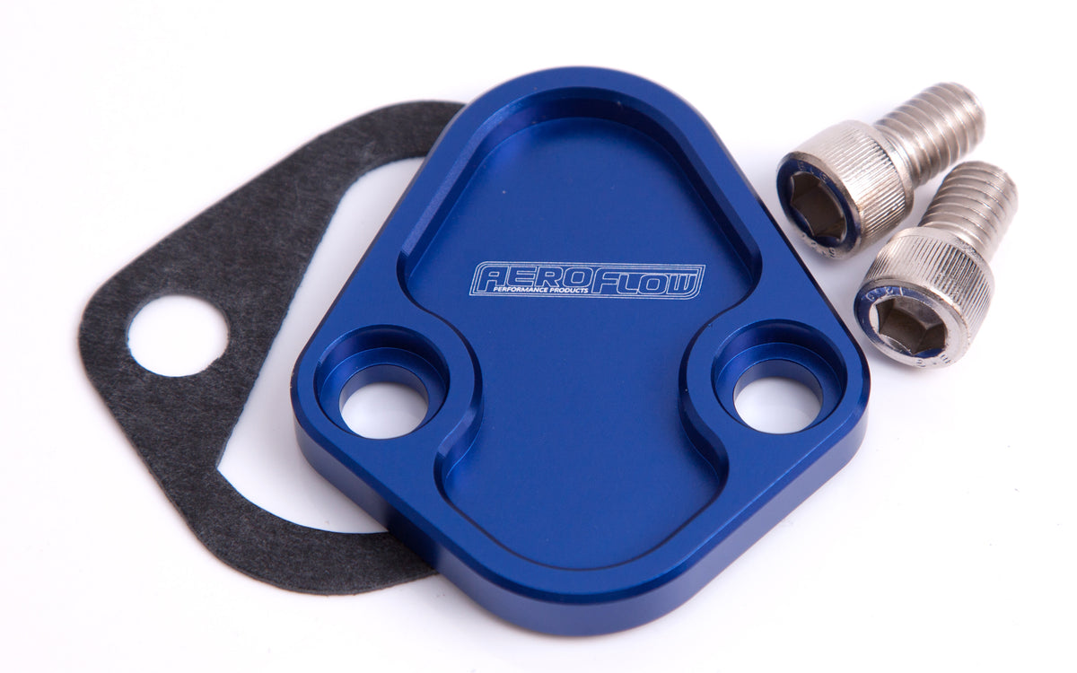 AF64-2027 - BILLET FUEL PUMP BLOCK OFF BLUE CHRY BBF SBF BBC