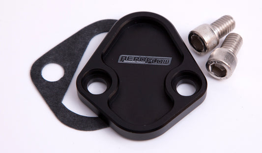 AF64-2027BLK - BILLET FUEL PUMP BLOCK OFF SBFBLACK CHRY BBC SBF BBF