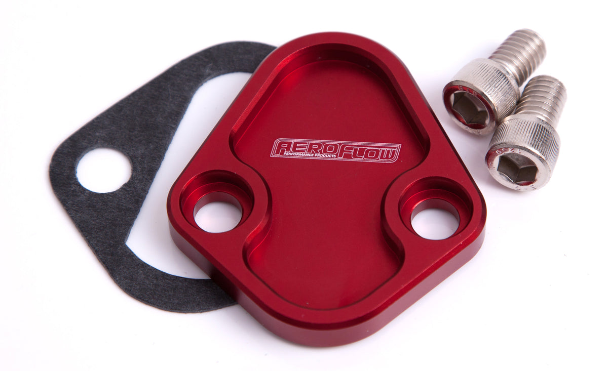 AF64-2027R - BILLET FUEL PUMP BLOCK OFF RED CHRY BBC SBF BBF
