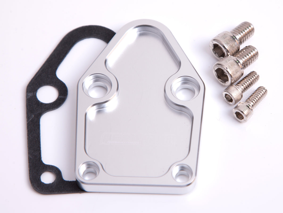 AF64-2028S - BILLET FUEL PUMP BLOCK OFF PLATE SILVER SUITS SBC