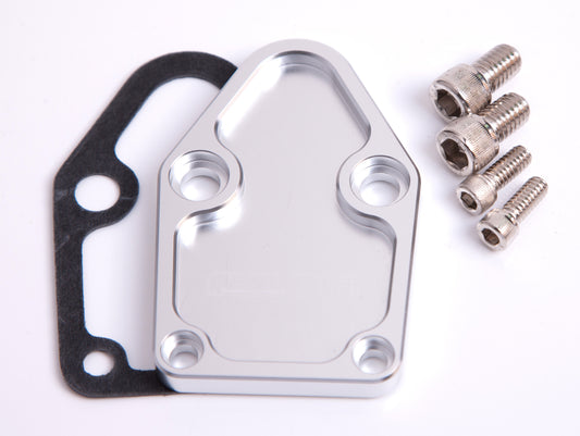 AF64-2028S - BILLET FUEL PUMP BLOCK OFF PLATE SILVER SUITS SBC