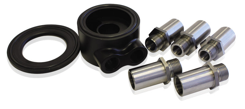 AF64-2060 - BILLET SANDWICH ADAPTER BLACK UNIVERSAL -8 ORB PORTS