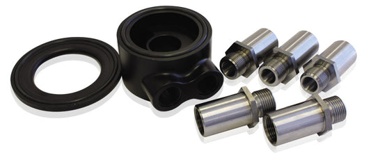 AF64-2060 - BILLET SANDWICH ADAPTER BLACK UNIVERSAL -8 ORB PORTS