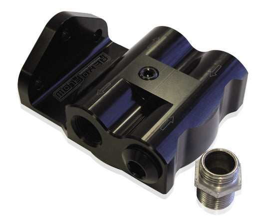 AF64-2061 - BILLET REMOTE OIL FILTER MOUNTBLACK, -8 ORB FEMALE PORTS