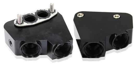 AF64-2084BLK - LS OIL COOLER ADAPTER -10ORB PORTS BLACK vt-vz use 64-2184