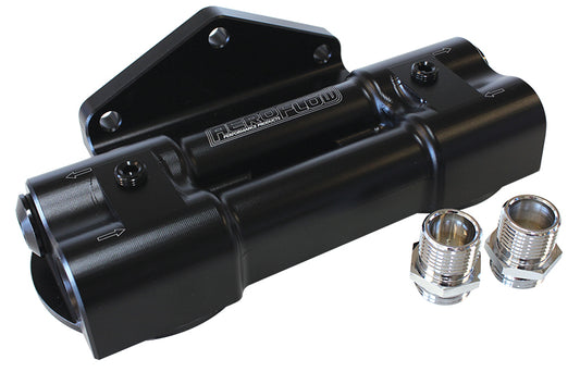AF64-2089 - BILLET DUAL FILTER MOUNT BLACK SUITS 2 X 3/4"-16