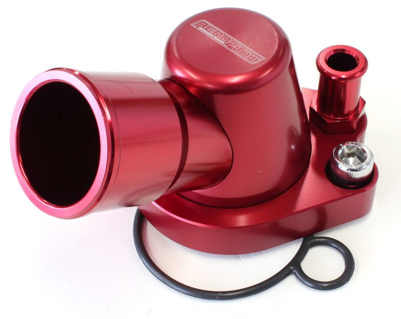 AF64-2091R - BILLET THERMOSTAT HOUSING RED HOLDEN V8 HEATER 90 DEG SWIVEL253 308 Aeroflow - AF 64-2091R