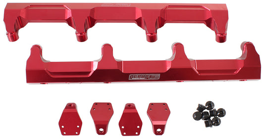 AF64-2124R - GM LSA SUPERCHARGED FUEL RAIL -8ORB INLETS / OUTLETS BILLET