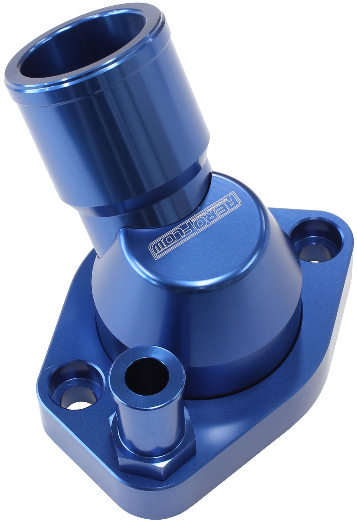 AF64-2233 - BILLET THERMOSTAT HOUSING BLUEFORD WINDSOR 45 DEG SWIVEL SBF Aeroflow - AF 64-2233